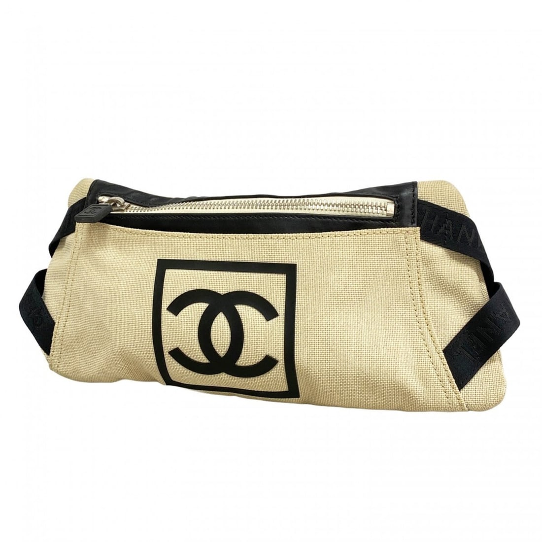 Chanel Sport Canvas Waist Bag, Ivory/Black, Women's, P2720944: --- Catalog ---Category: SizeSize (HxWxD): 16.5cm x 35.5cm x 1.5cm / 6.49'' x 13.97'' x 0.59''Category: DesignType: Fanny packColor: Black, IvoryGender: WomenMaterial: Canvas Hardware Color: SilverCat
