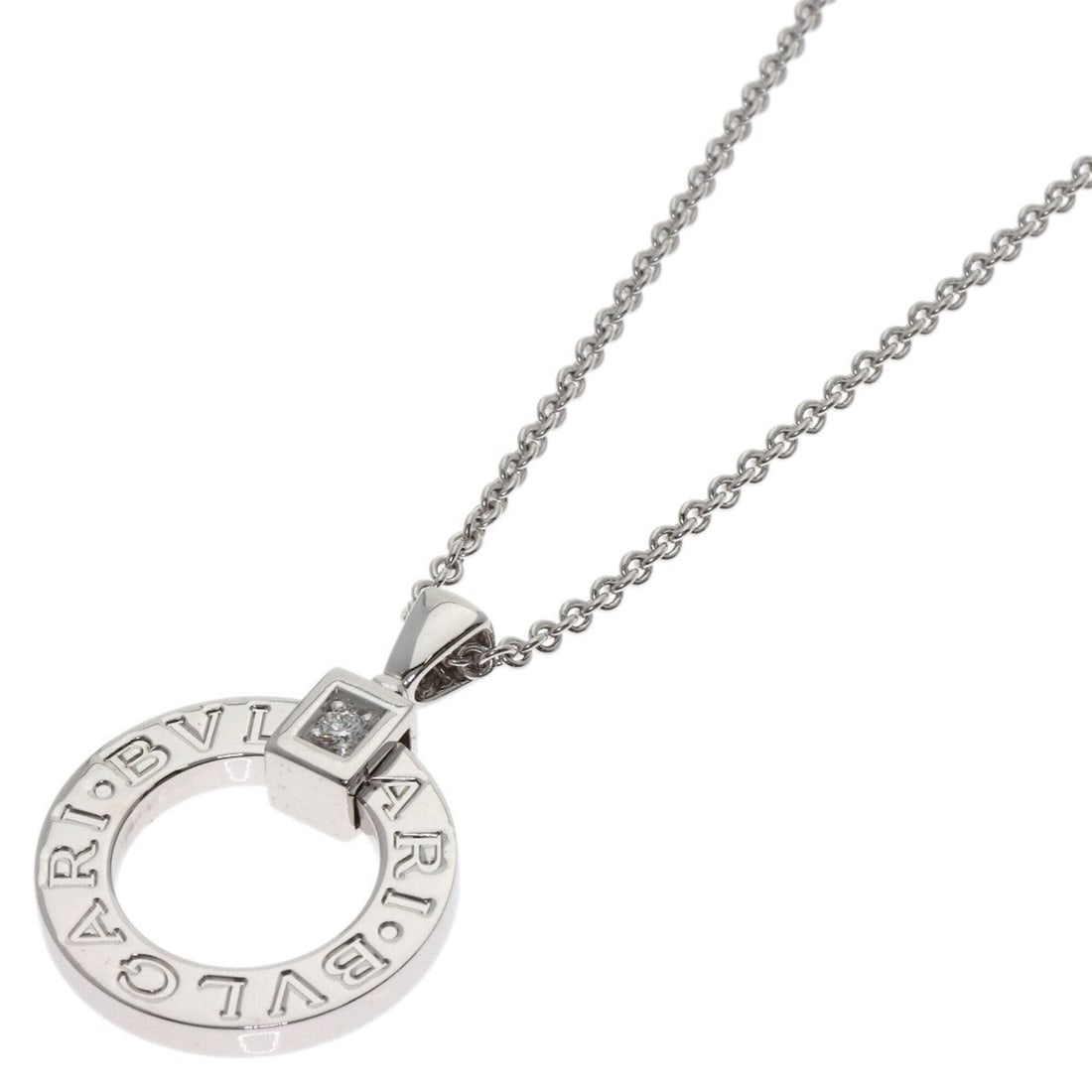 Bulgari Double Logo 1P Diamond Necklace 18K White Gold Women's BVLGARI: --- Catalog ---Category: SizePendant Size: 29.4mm x 20.9mm / 1.15'' x 0.82''Neck Circumference: 45 cm / 17.71''Category: DesignStone: DiamondGender: WomenMaterial: White gold (18K)Necklace Type: Neckl