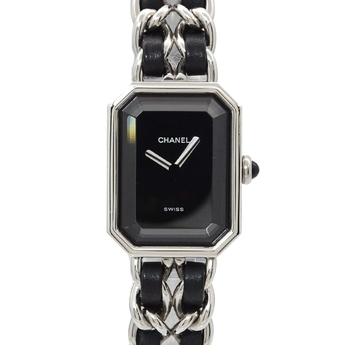 Chanel Premiere Large Size H0451 Women's Watch Black Silver Quartz: --- Catalog ---Category: SizeWrist Size: 16.5cm / 6.49''Case Diameter: 20mm / 0.79''Category: DesignType: WristwatchGender: WomenColor (Dial): BlackMaterial (Band): Leather, Stainless steelMaterial (C