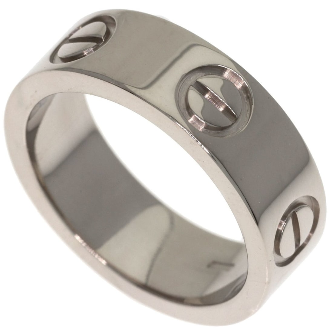 Cartier Love Ring #47, 18K White Gold, Women's Ring, CARTIER: --- Catalog ---Category: SizeWidth: 5.5mm / 0.22''Weight: 7.3g / 0.25oz.JP Size: 7US Size: 4Category: DesignType: Band ringMetal: White GoldGender: WomenMetal Purity: 18KCategory: GeneralLine: LoveBra