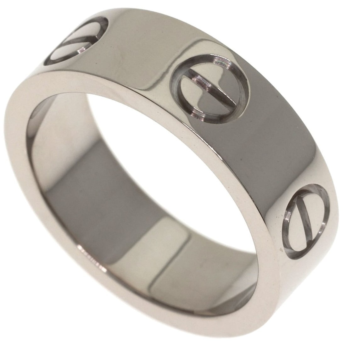 Cartier Love Ring #47, 18K White Gold, Women's Ring, CARTIER: --- Catalog ---Category: SizeWidth: 5.5mm / 0.22''Weight: 6.7g / 0.23oz.JP Size: 7US Size: 4Category: DesignType: Band ringMetal: White GoldGender: WomenMetal Purity: 18KCategory: GeneralLine: LoveBra