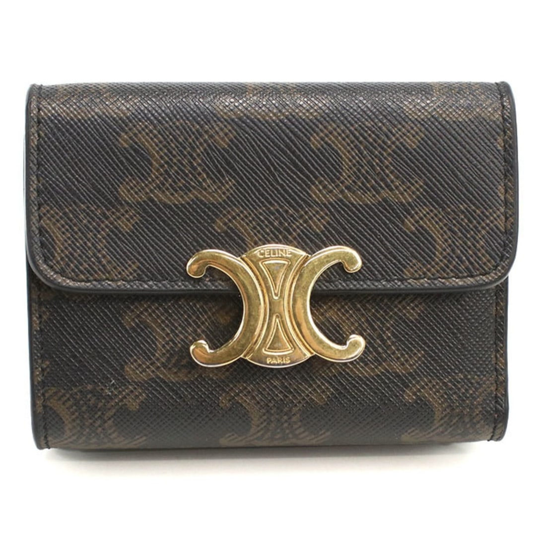 CELINE Celine Tri-fold Wallet 10I652DS3.04LU Compact Triomphe Canvas Women's Brown: --- Catalog ---Category: SizeSize (HxWxD): 7.5cm x 10cm x 2.5cm / 2.95'' x 3.93'' x 0.98''Category: DesignType: Wallet (tri-fold)Color: BrownGender: WomenMaterial: PVC Category: GeneralMPN: 10I652DS3.