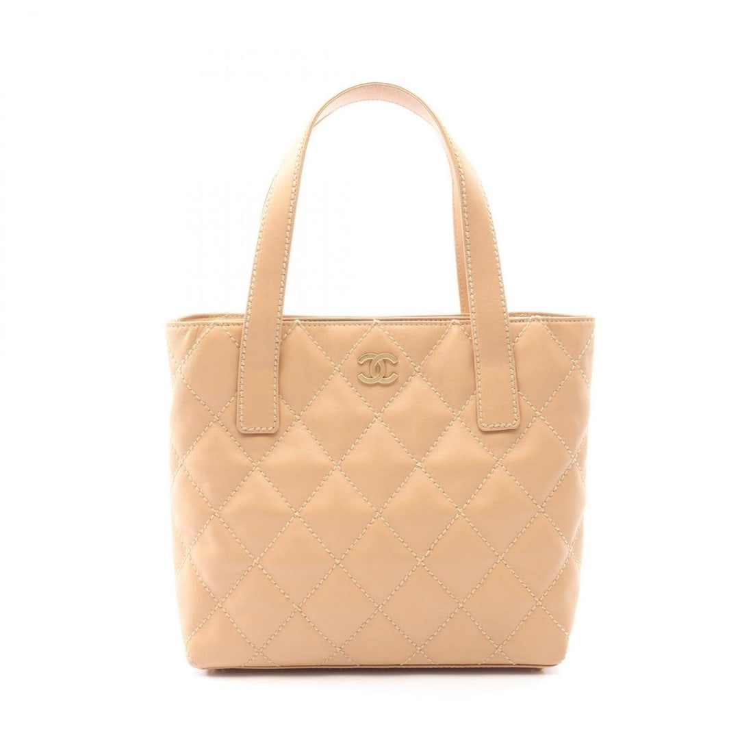 Chanel Wild Stitch Tote Bag Handbag Leather Women's Beige: --- Catalog ---Category: SizeSize (HxWxD): 23cm x 23cm x 8cm / 9.05'' x 9.05'' x 3.14''Handle Length: 44cm / 17.32''Category: DesignType: Tote bagColor: BeigeGender: WomenMaterial: Leather Hardware Co