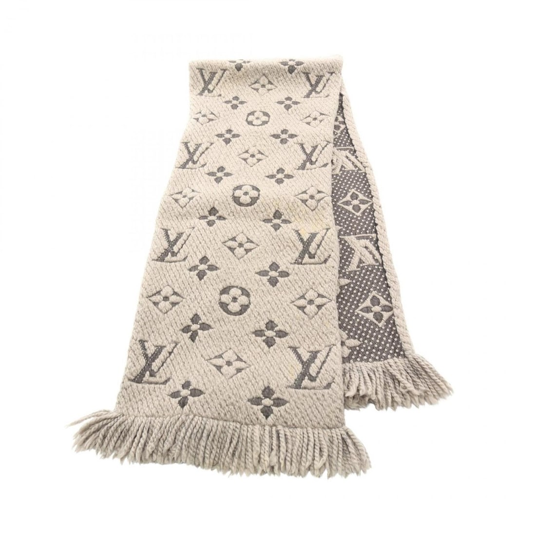 Louis Vuitton Monogram Scarf, Wool and Silk, Women's, Gray (1 of 10)