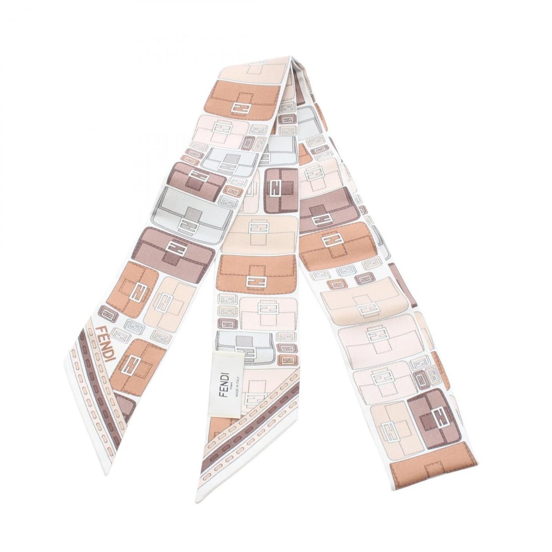 Fendi WRAPPY Scarf/Muffler, Silk, Women's, White/Brown: --- Catalog ---Category: SizeSize (LxW): 1.22m x 5cm / 48.03'' x 1.96''Category: DesignType: ScarfColor: Brown, WhiteGender: WomenMaterial: Silk Category: GeneralBrand: Fendi--- Item List ---Section: 