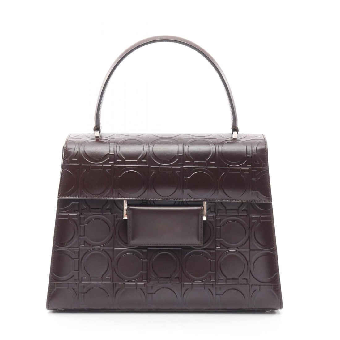 Salvatore Ferragamo Gancini embossed logo handbag, leather/suede, women's, brown.: --- Catalog ---Category: SizeSize (HxWxD): 20cm x 27.5cm x 11cm / 7.87'' x 10.82'' x 4.33''Category: DesignType: HandbagColor: BrownGender: WomenMaterial: Leather , Suede Category: GeneralBrand: Salva