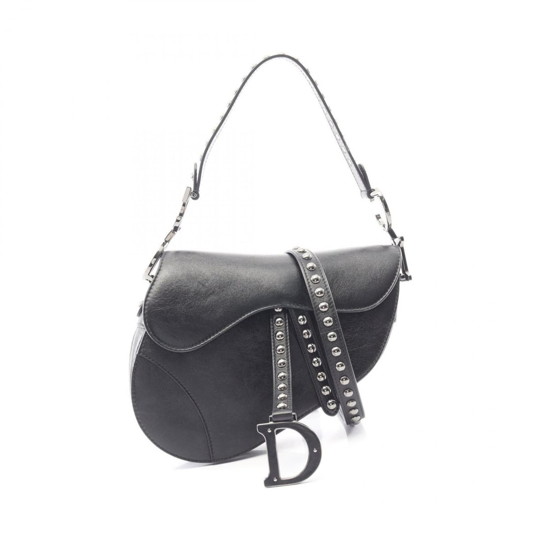 Christian Dior Dior SADDLE Studded 2-Way Handbag, Leather, Women's, Black (M0455): --- Catalog ---Category: SizeSize (HxWxD): 16.5cm x 23.5cm x 5.5cm / 6.49'' x 9.25'' x 2.16''Category: DesignType: Handbag, Saddle bagColor: BlackGender: WomenMaterial: Leather Category: GeneralMPN: M