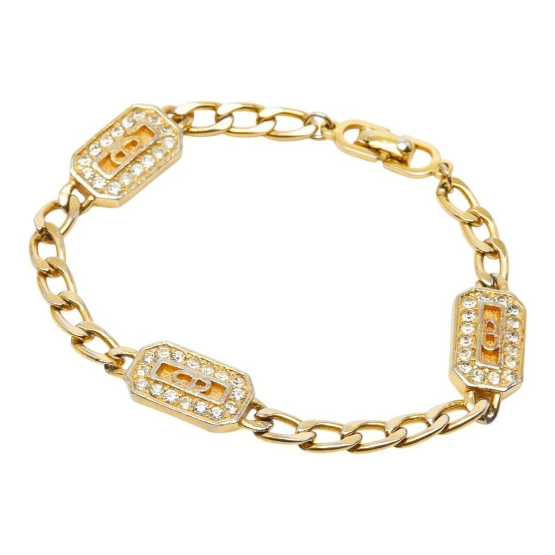 Christian Dior Dior CD Logo Bracelet, Gold Plated, Rhinestones, Women's: --- Catalog ---Category: SizeTotal Length: 18cm / 7.08''Category: DesignType: Charm braceletColor: GoldGender: WomenMaterial: Gold plating, RhinestoneCategory: GeneralBrand: Christian Dior--- Item Lis