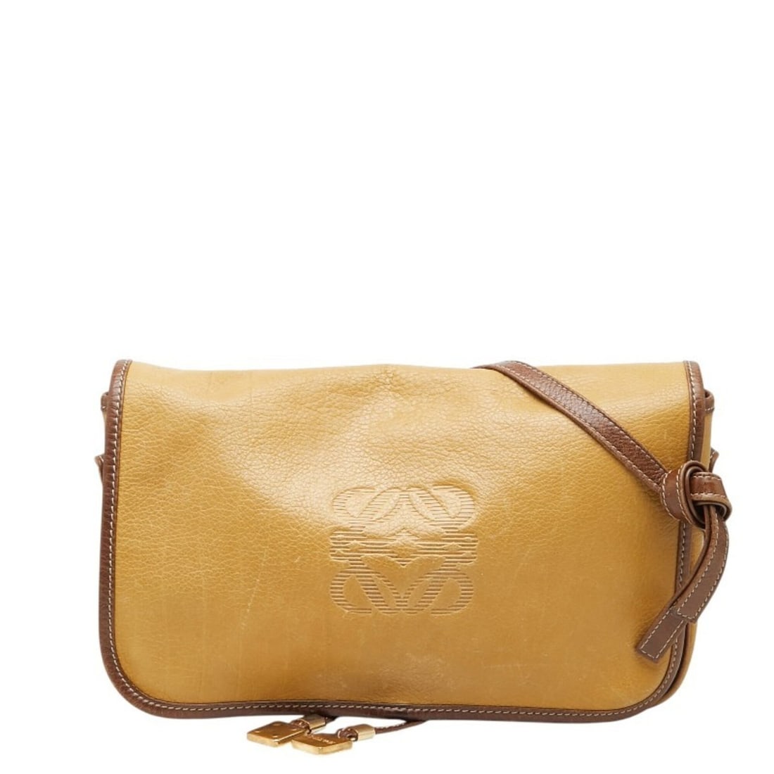 Loewe Anagram Crossbody Shoulder Bag, Yellow Brown Leather, Women's LOEWE: --- Catalog ---Category: SizeStrap Drop: 52cm / 20.47''Size (HxWxD): 18cm x 26cm x 3.5cm / 7.08'' x 10.23'' x 1.37''Category: DesignType: Shoulder bagColor: Brown, YellowGender: WomenClosure: FlapMate