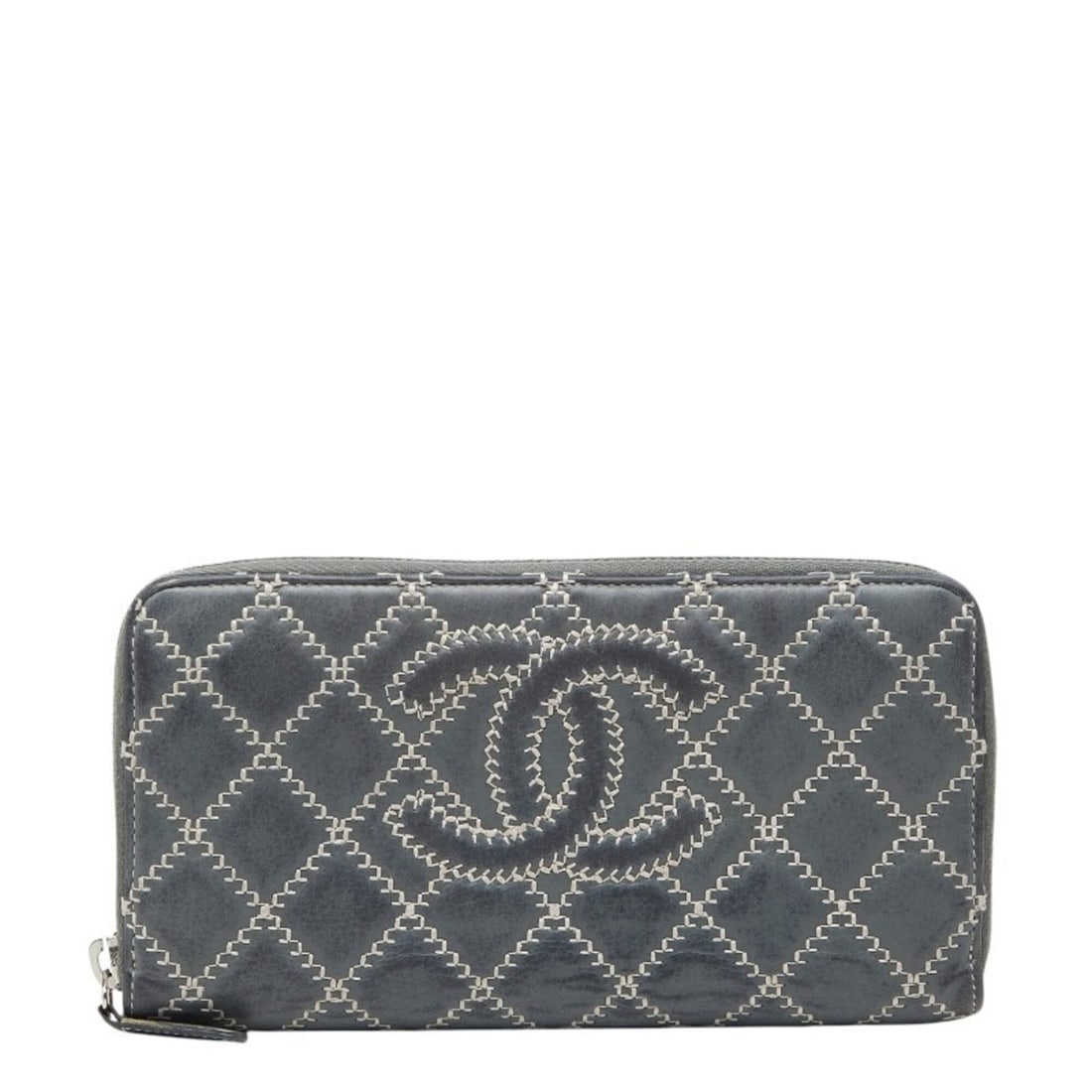 Chanel Coco Mark Ultra Stitch Round Zip Long Wallet, Gray Lambskin, Women's CHANEL (1 of 11)