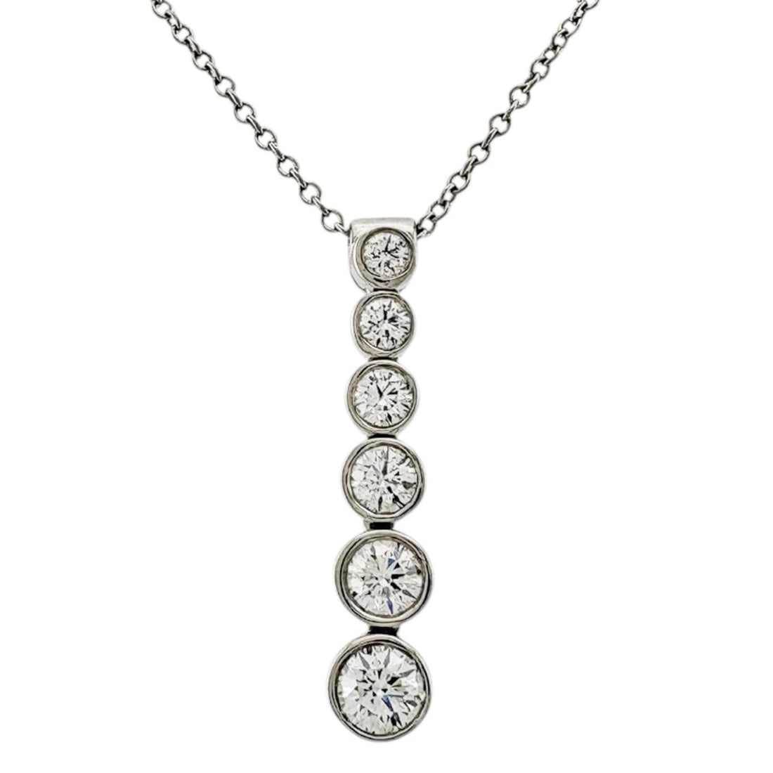 Tiffany & Co. Jazz Graduated Necklace, Pt950 Platinum Diamond Necklace for Women.: --- Catalog ---Category: SizeWidth: 1mm / 0.04''Weight: 4.6g / 0.16oz.Pendant Size: 23.5mm x 4.5mm / 0.92'' x 0.17''Neck Circumference: 41 cm / 16.14''Category: DesignColor: SilverStone: DiamondGender