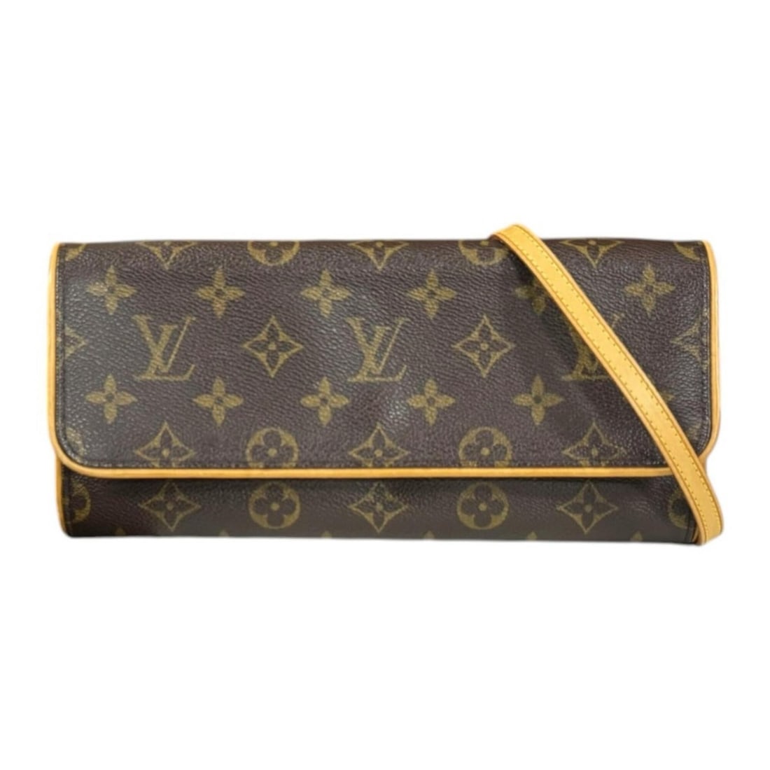 Louis Vuitton Pochette Twin GM LV Monogram Shoulder Bag, Canvas M51852 Brown, Women's LOUIS VUITTON: --- Catalog ---Category: SizeWeight: 195g / 6.87oz.Size (HxWxD): 11cm x 24cm x 3cm / 4.33'' x 9.44'' x 1.18''Strap Length: 106.5cm / 41.92''Category: DesignType: Pochette, Shoulder bagColor: BrownGend