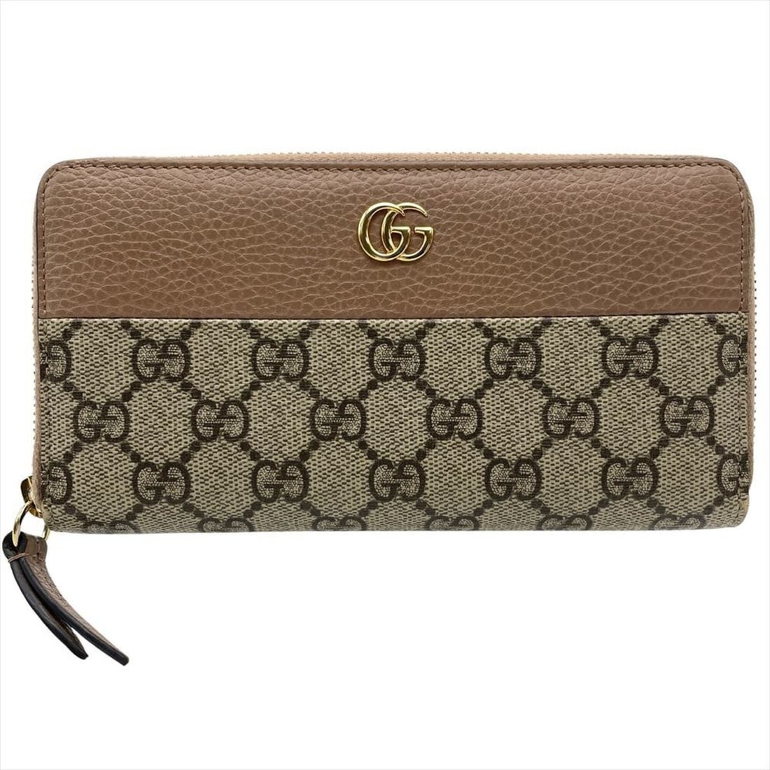 Gucci GG Marmont Long Wallet, Shima Leather, 456117, Beige, Gold Hardware, Zip-Around, Round Zipper,: --- Catalog ---Category: SizeSize (HxWxD): 10cm x 19.5cm x 2.5cm / 3.93'' x 7.67'' x 0.98''Category: DesignType: Long wallet (bi-fold)Color: BeigeGender: WomenMaterial: GG leather , PVC Category: Gene
