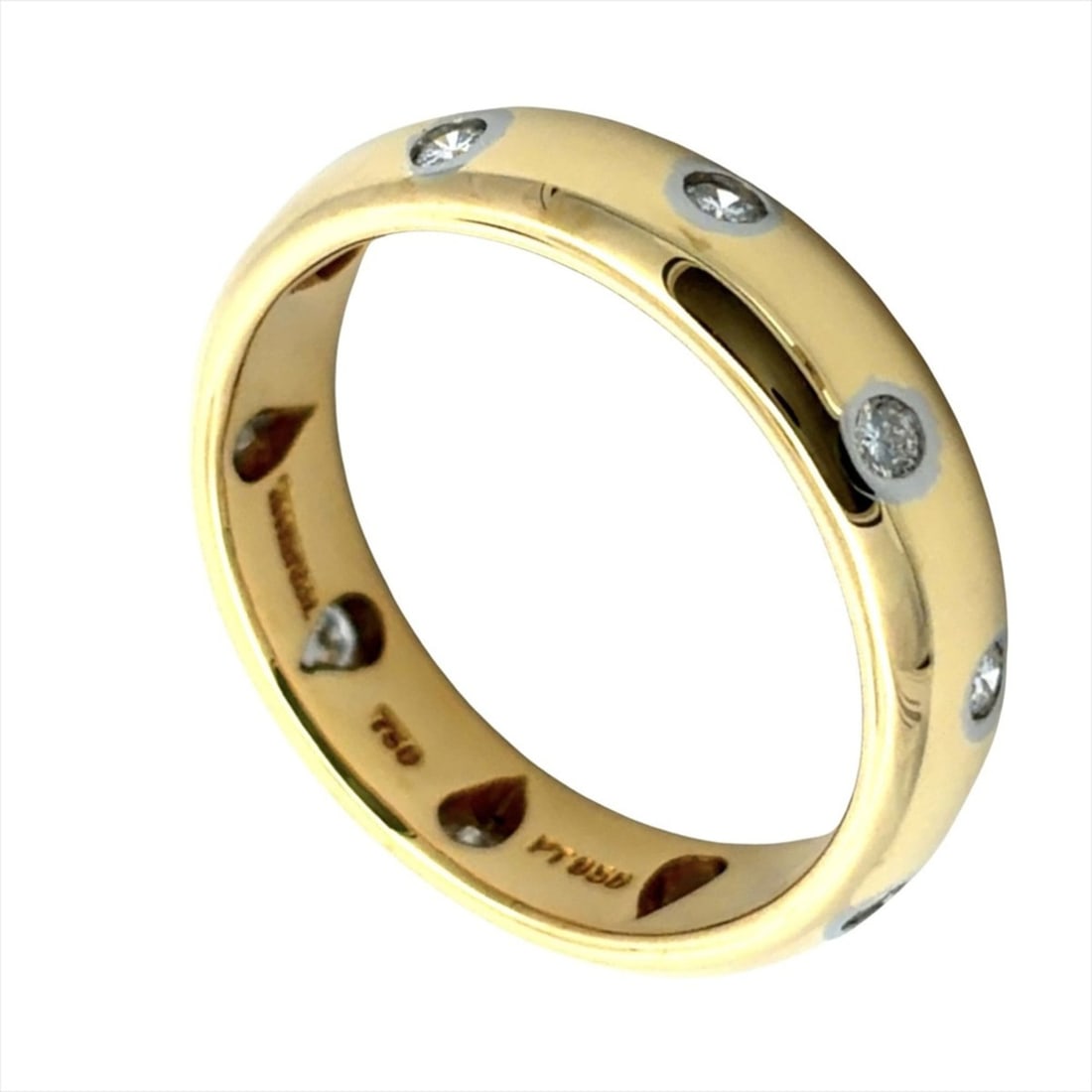 Tiffany & Co. Dots Ring, Diamond Approx. 18K Yellow Gold (5.1g), Platinum (Pt950) Combination: --- Catalog ---Category: SizeWidth: 4.4mm / 0.17''Weight: 5.1g / 0.17oz.JP Size: 10US Size: 5.5Category: DesignType: Band ringStone: DiamondGender: WomenMaterial: Platinum 950, Yellow gold (18K)Catego