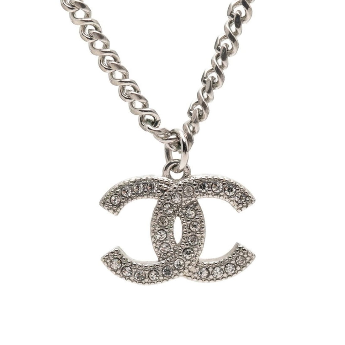 Chanel Coco Mark Pearl Necklace, Silver Metal Rhinestone, Women's CHANEL: --- Catalog ---Category: SizePendant Size: 12.3mm x 17.5mm / 0.48'' x 0.68''Neck Circumference: 56 cm / 22.04''Category: DesignStone: RhinestoneGender: WomenMaterial: MetalNecklace Type: NecklaceCateg