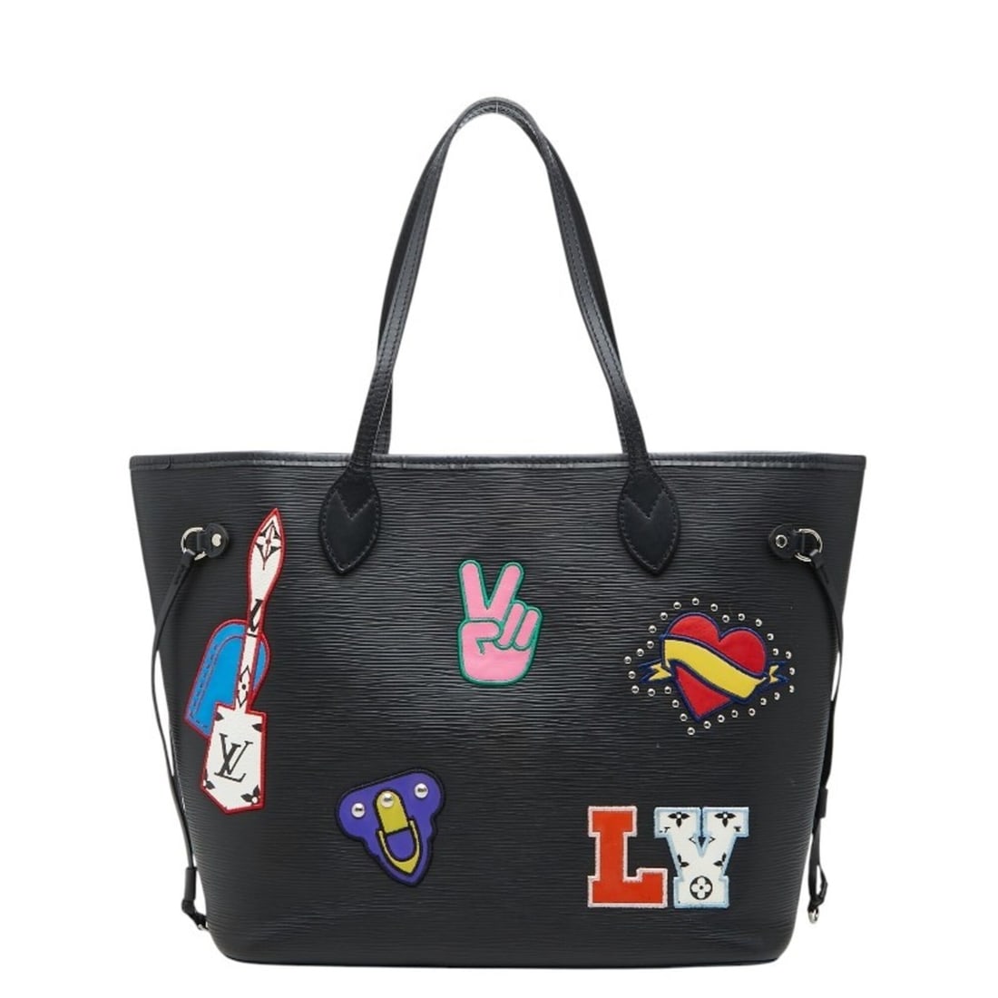 Louis Vuitton Epi Neverfull MM Sticker World Tour Tote Bag, Black, Purple, Multicolor Leather,: --- Catalog ---Category: SizeSize (HxWxD): 28.5cm x 32cm x 15cm / 11.22'' x 12.59'' x 5.9''Category: DesignType: Shoulder bag, Tote bagColor: Black, Multi-color, PurpleGender: WomenMaterial: Leather C