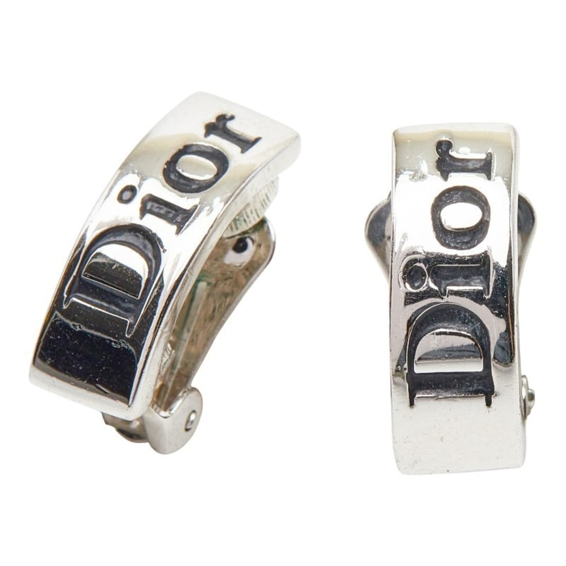 Christian Dior Dior Logo Earrings, Silver and Black Metal, Women's.: --- Catalog ---Category: SizeSize (HxWxD): 6.80mm x 17.20mm / 0.27'' x 0.68''Category: DesignType: Clip earringsColor: Black, SilverGender: WomenMaterial: MetalCategory: GeneralBrand: Christian Dior--