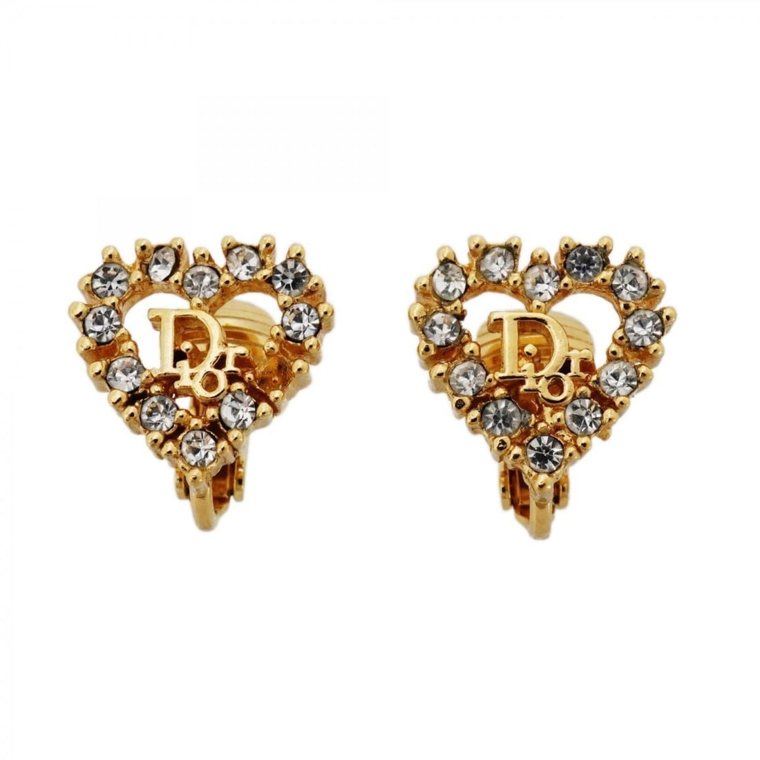 Christian Dior Earrings, Heart Motif, GP Plated, Rhinestone, Gold, Women's: --- Catalog ---Category: SizeSize (HxWxD): 13.00mm x 13.10mm / 0.51'' x 0.52''Category: DesignType: Clip earringsColor: GoldGender: WomenMaterial: Gold plating, RhinestoneCategory: GeneralBrand: Chris