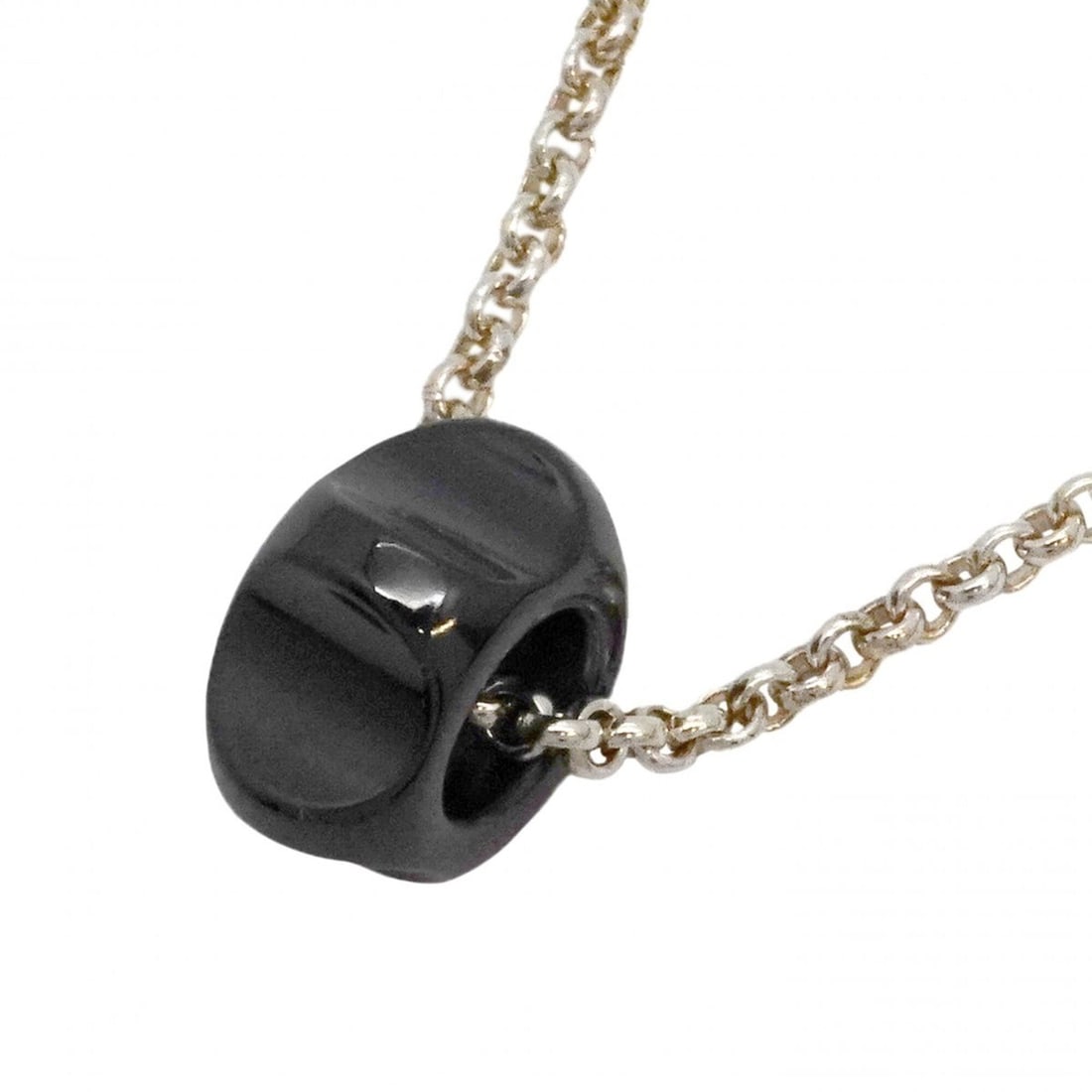 Tiffany & Co. Groove Nut Necklace, Sterling Silver 925, Titanium, Black, Men's (1 of 8)