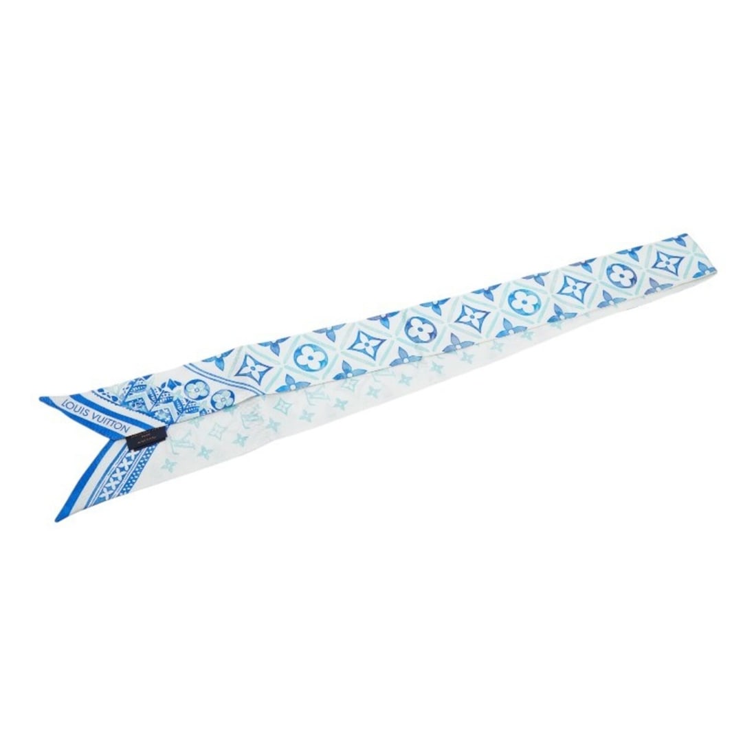 Louis Vuitton Monogram Bandeau BB Scarf M77206 White Blue Silk Women's LOUIS VUITTON (1 of 16)