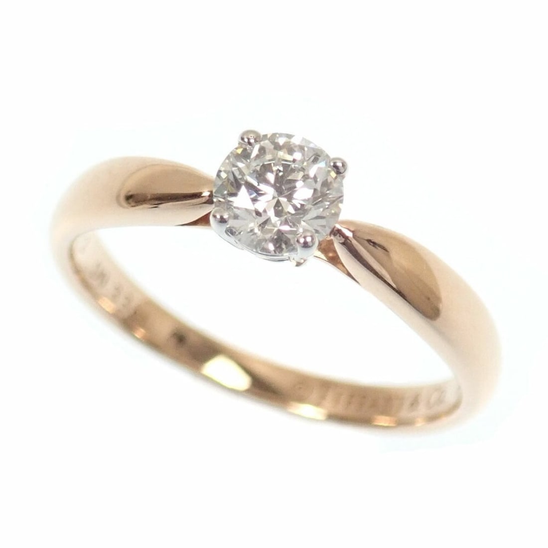 Tiffany & Co. Solitaire Diamond Ring for Women, 18K Pink Gold (Pt950), Size 6.5, 0.33ct, 2.1g,: --- Catalog ---Category: SizeWeight: 2.1g / 0.07oz.JP Size: 6.5US Size: 3.5Category: DesignType: Band ringStone: DiamondGender: WomenMaterial: Pink gold (18K), Platinum 950Weight (ct.): 0.33Category: 
