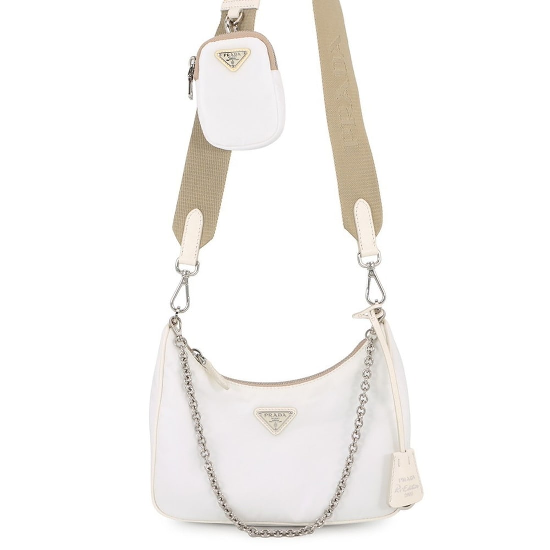 Prada Shoulder Bag Re-Edition 2005 Nylon 1BH204 PRADA 2-way bag White Handbag: --- Catalog ---Category: SizeSize (HxWxD): 12.5cm x 22cm x 6cm / 4.92'' x 8.66'' x 2.36''Category: DesignType: Handbag, Shoulder bagColor: WhiteGender: WomenMaterial: Nylon Category: GeneralMPN: 1BH20