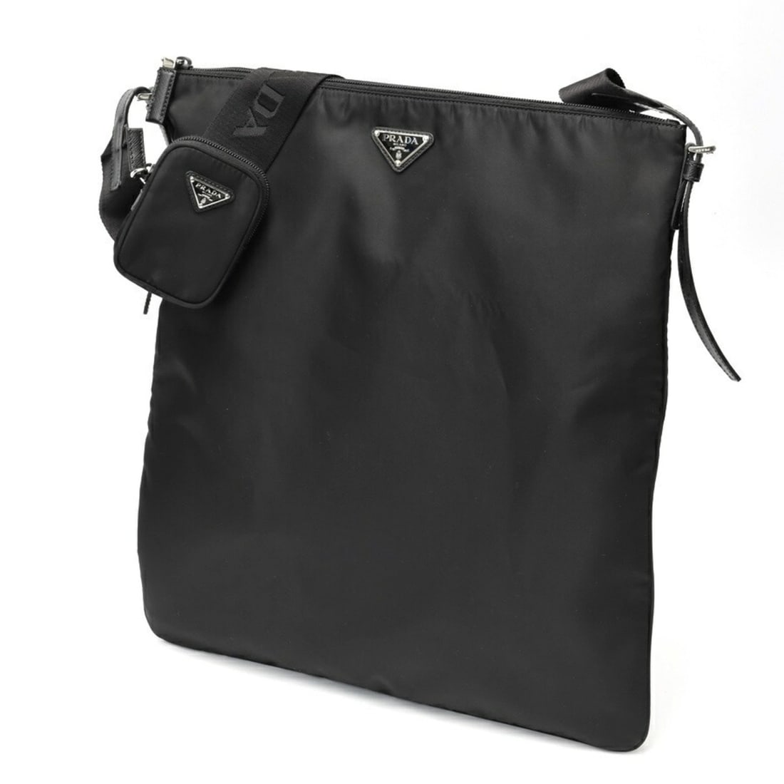 Prada PRADA Shoulder Bag 2VH123 Nylon Saffiano Leather Black: --- Catalog ---Category: SizeSize (HxWxD): 45cm x 42cm x 1cm / 17.71'' x 16.53'' x 0.39''Category: DesignType: Pouch, Shoulder bagColor: BlackGender: Women,MenMaterial: Leather Category: GeneralBrand: