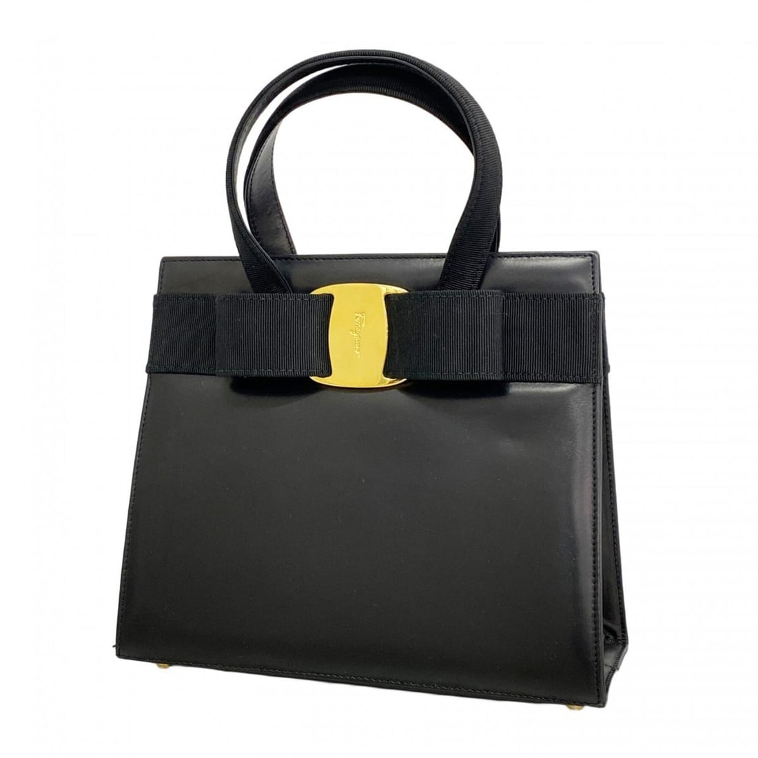 Salvatore Ferragamo Vara Leather Handbag, Black, Women's: --- Catalog ---Category: SizeSize (HxWxD): 21cm x 24.5cm x 10cm / 8.26'' x 9.64'' x 3.93''Category: DesignType: HandbagColor: BlackGender: WomenMaterial: Leather Hardware Color: GoldCategory: GeneralB
