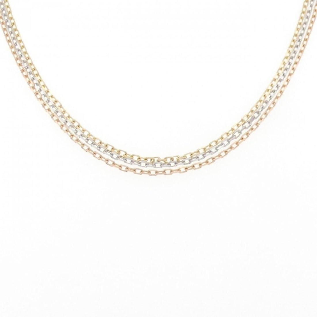 Cartier Trinity Necklace: --- Catalog ---Category: SizeNeck Circumference: 56 cm / 22.04''Category: DesignColor: Pink, White, YellowGender: Women,MenMaterial: Pink gold, White gold, Yellow goldNecklace Type: NecklaceCategory: 