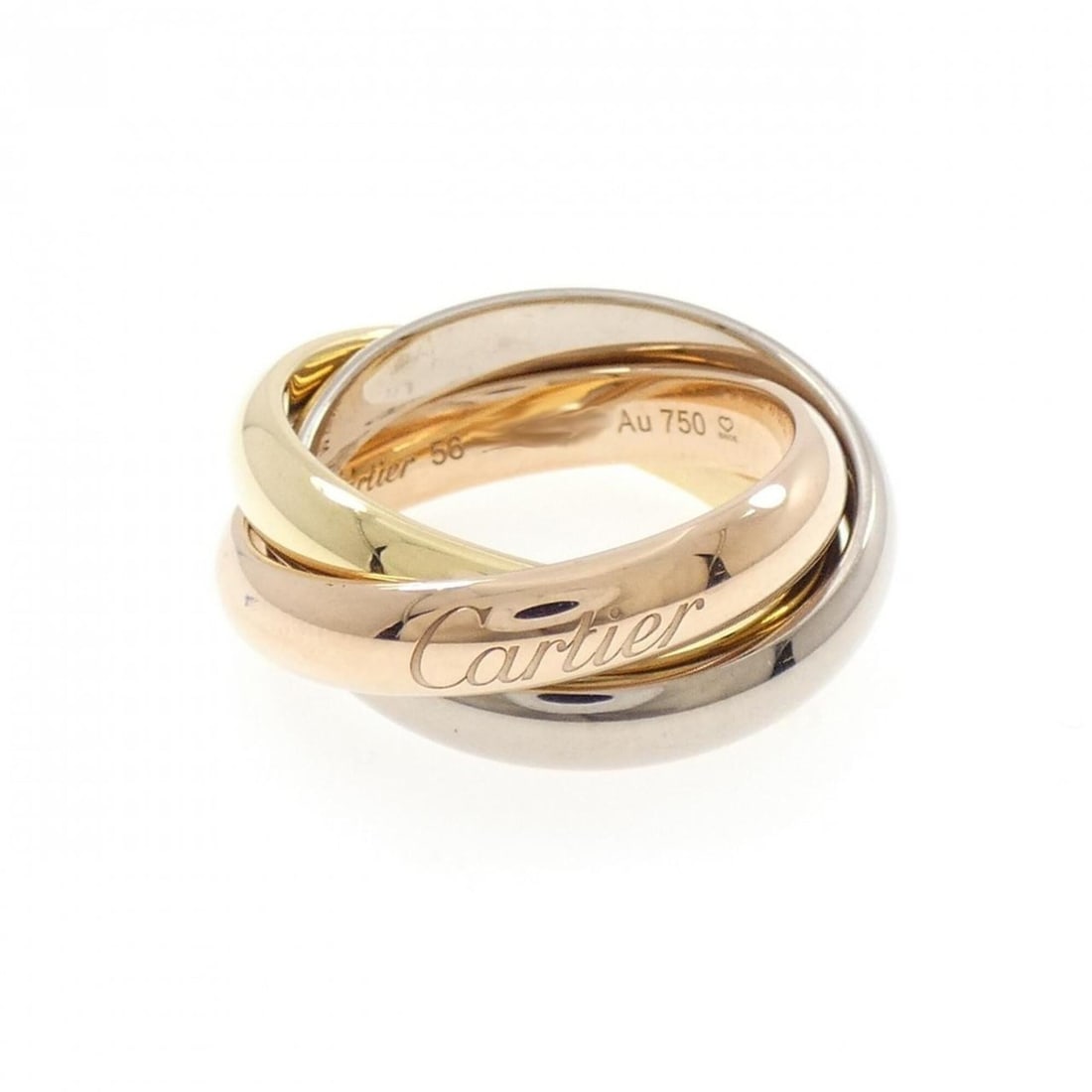 Cartier Trinity Large Ring: --- Catalog ---Category: SizeUS Size: 8Brand Size: 56Category: DesignType: Band ringGender: WomenMaterial: Pink gold (18K), White gold (18K), Yellow gold (18K)Category: GeneralMPN: B4236100Brand: Cart