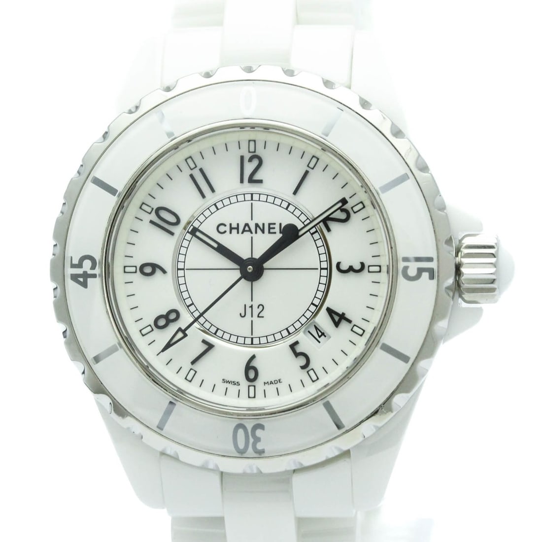 CHANEL J12 Ceramic Quartz Ladies Watch H0968 Polished: --- Catalog ---Category: SizeCase Diameter: 33mm / 1.3''Category: DesignType: WristwatchStyle: SportGender: WomenColor (Dial): WhiteMaterial (Band): CeramicMaterial (Case): CeramicCategory: GeneralLin