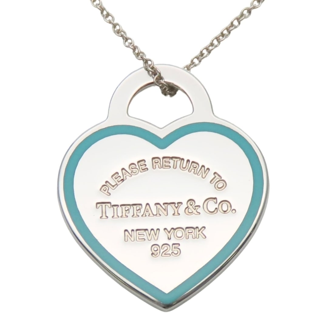 Tiffany & Co. Return to Hearts Necklace with Heart Tag, Sterling Silver 925, Blue, for Women.: --- Catalog ---Category: SizePendant Size: 25.5mm x 20.8mm / 1'' x 0.81''Neck Circumference: 40.5 cm / 15.94''Category: DesignColor: Blue, SilverGender: WomenMaterial: Silver 925Pendant Type: PendantN