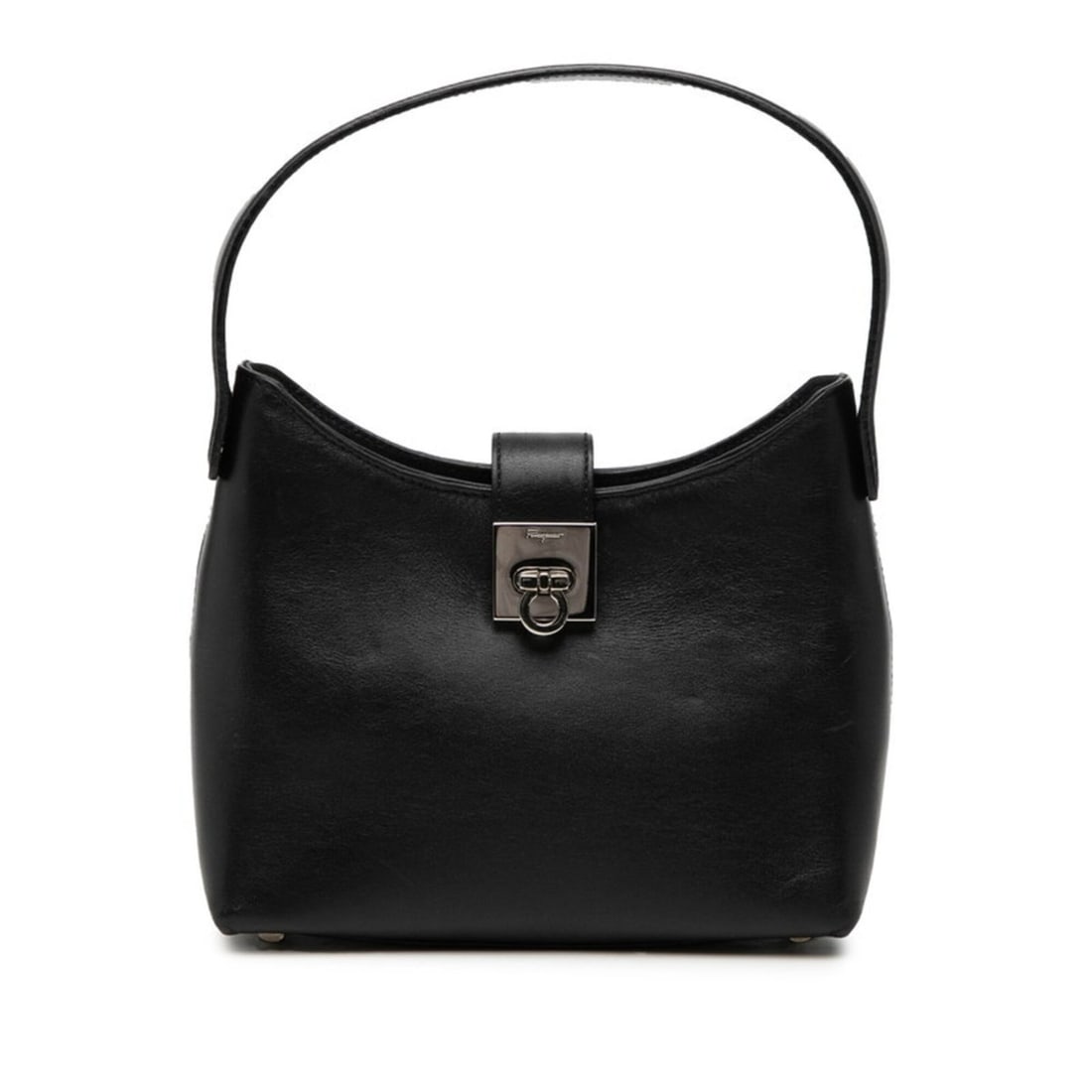 Salvatore Ferragamo Gancini Handbag Q21 0235 Black Leather Women's: --- Catalog ---Category: SizeSize (HxWxD): 15cm x 17cm x 7cm / 5.9'' x 6.69'' x 2.75''Category: DesignType: HandbagColor: BlackGender: WomenMaterial: Leather Category: GeneralMPN: Q21 0235Brand: Salva