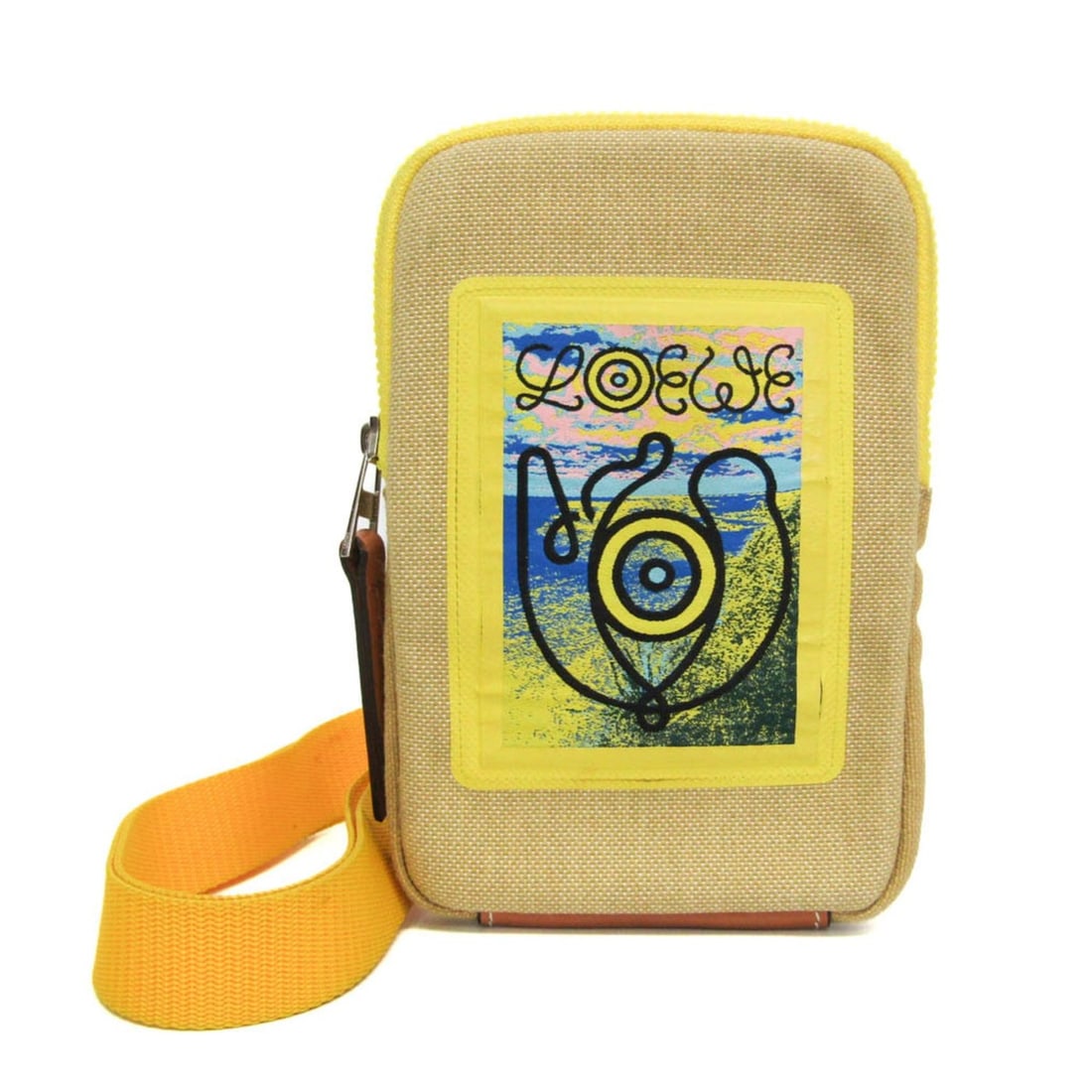 Loewe Eye Loewe Nature Men,Women Canvas Pouch Beige,Yellow: --- Catalog ---Category: SizeSize (HxWxD): 17.5cm x 11cm x 1.5cm / 6.88'' x 4.33'' x 0.59''Strap Length: 45cm / 17.71''Handle Length: 11cm / 4.33''Category: DesignType: PouchColor: Beige, YellowGender