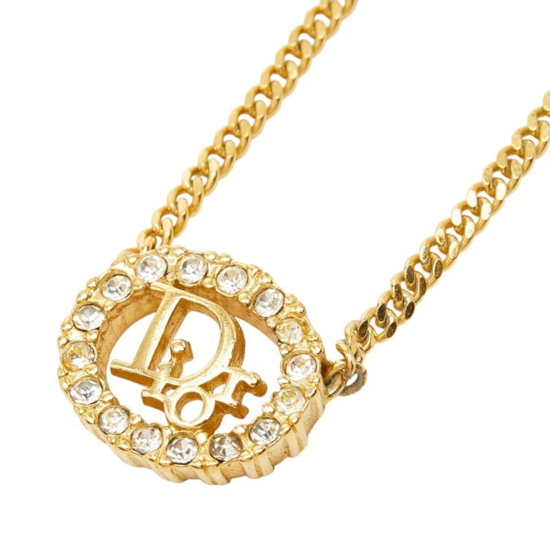 Christian Dior Dior CD Logo Vintage Pendant Chain Necklace Gold Plated Rhinestone Women's: --- Catalog ---Category: SizePendant Size: 13.6mm x 15.9mm / 0.53'' x 0.62''Neck Circumference: 42.5 cm / 16.73''Category: DesignGender: WomenMaterial: Gold plating, RhinestoneNecklace Type: NecklaceC