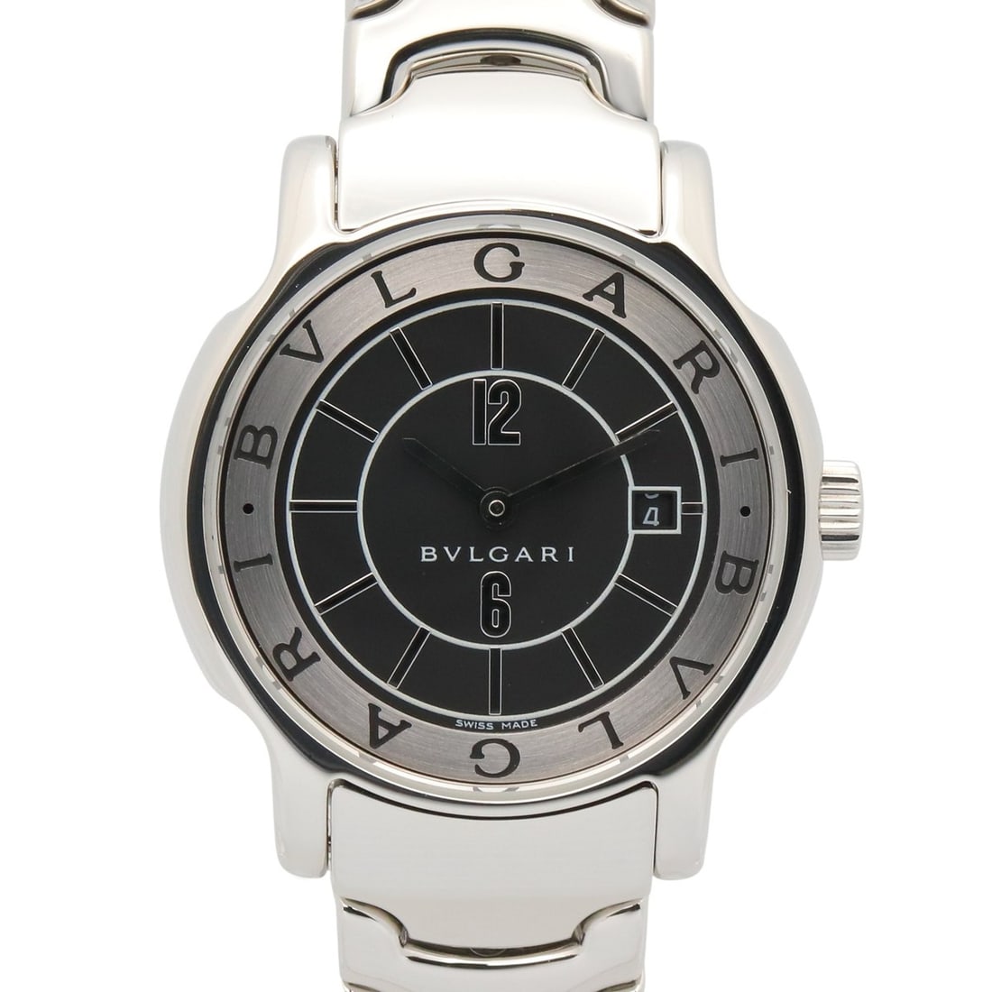 Bulgari BVLGARI Solo Tempo Watch, Stainless Steel, Women's, Black, ST29S (1 of 14)