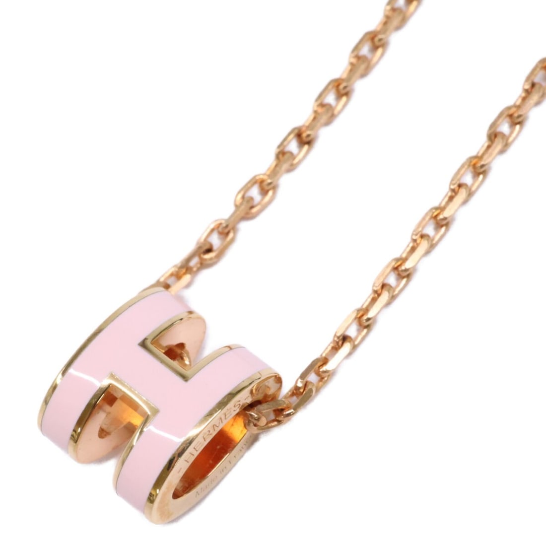 HERMES Mini Pop H Pendant Necklace, Pink, Pink Gold, Women's: --- Catalog ---Category: SizePendant Size: 9mm x 7mm / 0.35'' x 0.27''Neck Circumference: 40 cm / 15.74''Category: DesignColor: Pink, Pink goldGender: WomenMaterial: MetalPendant Type: PendantNecklace