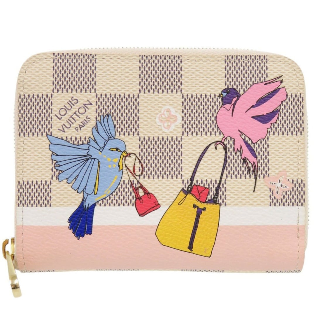 Unused Louis Vuitton Zippy Coin Purse Damier Azur Bird Print N60138 Wallet/Coin Case LV 0311LOUIS: --- Catalog ---Category: SizeSize (HxWxD): 8.5cm x 11cm x 2cm / 3.34'' x 4.33'' x 0.78''Category: DesignType: Coin purse/coin caseColor: Pink, WhiteGender: WomenMaterial: Damier Azur Category: General