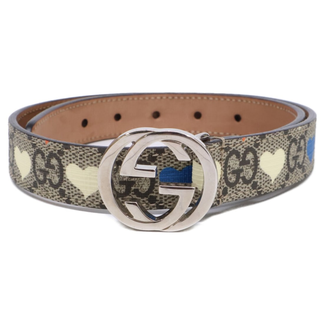 GUCCI 258395 HYT0N Beige Heart Children's GG Supreme Belt S & Ebony Kids: --- Catalog ---Category: SizeWidth: 2cm / 0.78''Length: 51cm - 59cm / 20.07'' - 23.22''Category: DesignType: Standard beltColor: BeigeGender: WomenEmbellishment: AbrasionMaterial (Strap): Canvas Categ
