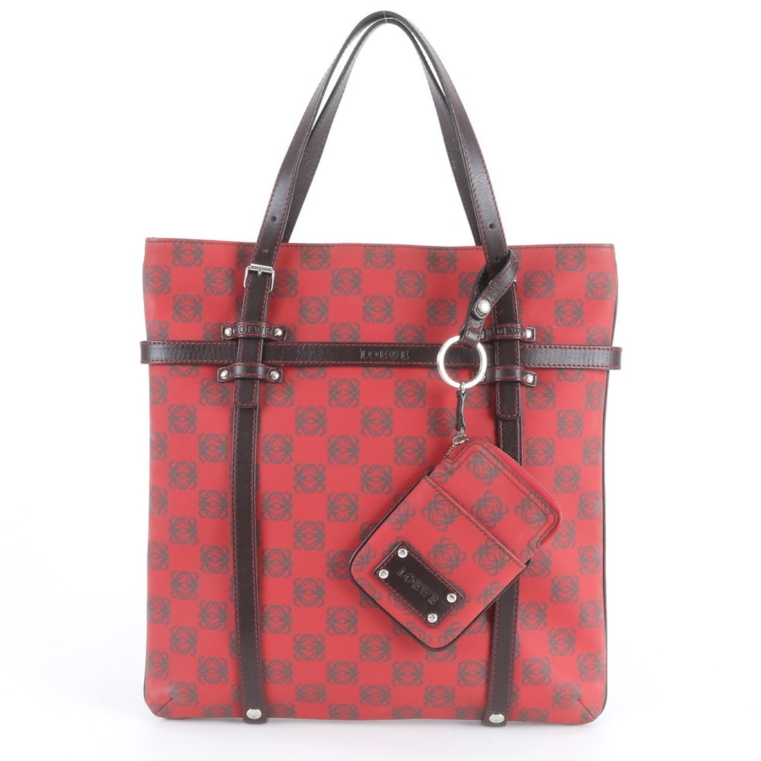 Loewe Anagram Leather Tote Bag with Pouch - Handbag, Shoulder Bag, Women's Handbag: --- Catalog ---Category: SizeSize (HxWxD): 33cm x 31cm x 1cm / 12.99'' x 12.2'' x 0.39''Category: DesignType: Handbag, Pouch, Tote bagColor: Red colorGender: WomenMaterial: Leather Category: GeneralBr
