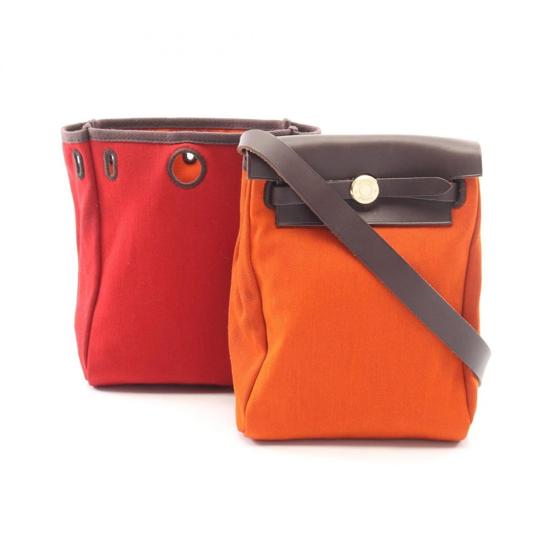 Hermes Herbag TPM Shoulder Bag Handbag Canvas Leather Vache Hunter Toile Officier Women's Orange: --- Catalog ---Category: SizeSize (HxWxD): 20cm x 15cm x 7cm / 7.87'' x 5.9'' x 2.75''Strap Length: 125cm / 49.21''Category: DesignType: Handbag, Shoulder bagColor: Brown, OrangeGender: WomenMaterial: