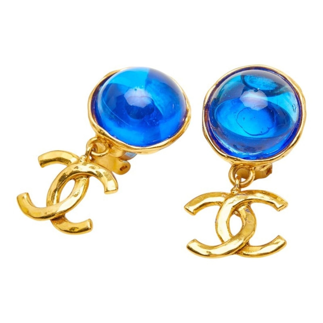 Chanel Coco Mark Color Stone Earrings, Gold and Blue Plated, Women's CHANEL: --- Catalog ---Category: SizeSize (HxWxD): 43.80mm x 22.30mm / 1.72'' x 0.88''Category: DesignType: Clip earringsColor: GoldStone: Color stoneGender: WomenStone Color: BlueCategory: GeneralBrand: Chan
