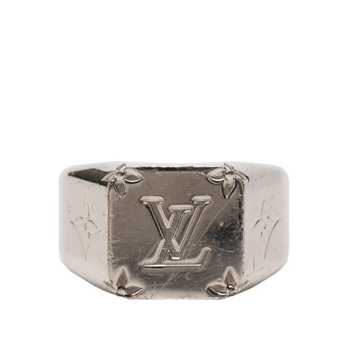 Louis Vuitton Monogram Signet Ring, Finger #L, M62488, Silver Metal, Men's, LOUIS VUITTON: --- Catalog ---Category: SizeJP Size: 20.5US Size: 10Category: DesignType: Band ringColor: SilverGender: MenMaterial: MetalCategory: GeneralMPN: M62488Brand: Louis Vuitton--- Item List ---Section: Con
