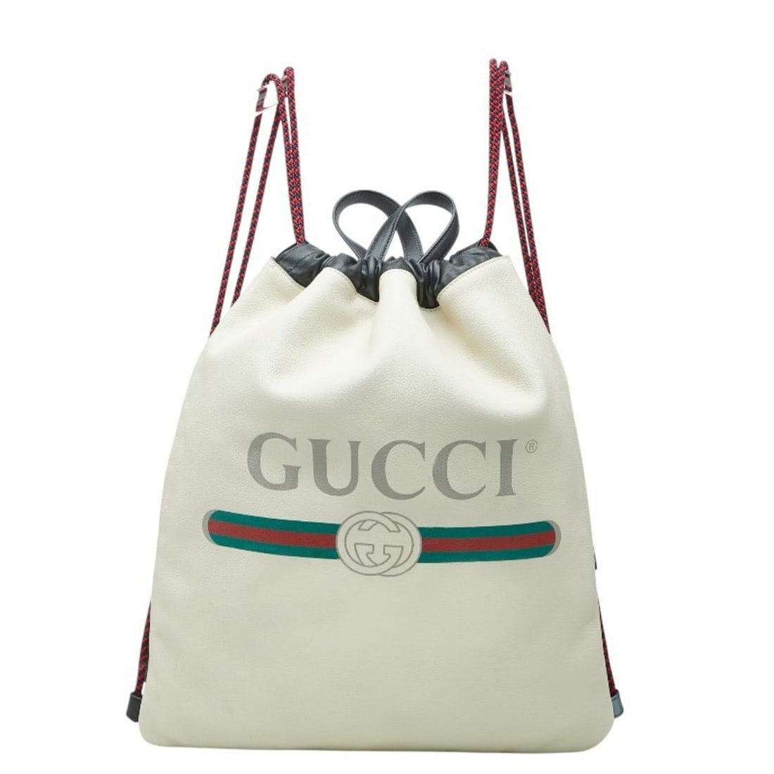 Gucci Sherry Line Drawstring Backpack, 516639, Ivory Leather, Women's GUCCI (1 of 12)