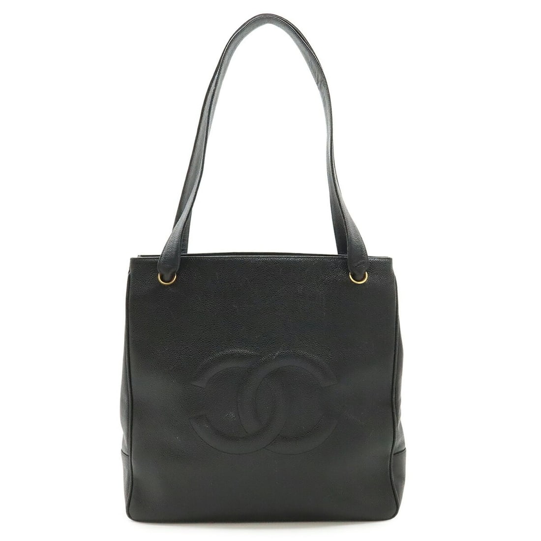 CHANEL Coco Mark Tote Bag, Shoulder Tote, Caviar Leather, Black: --- Catalog ---Category: SizeSize (HxWxD): 32cm x 31.5cm x 8cm / 12.59'' x 12.4'' x 3.14''Category: DesignType: Shoulder bag, Tote bagColor: BlackGender: WomenMaterial: Grained Calfskin Category: Gene