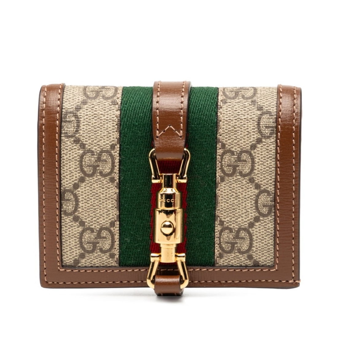 Gucci GG Supreme Jackie 1961 Bi-fold Wallet Compact 645536 Beige Brown Leather Women's GUCCI: --- Catalog ---Category: SizeSize (HxWxD): 8cm x 11cm x 2cm / 3.14'' x 4.33'' x 0.78''Category: DesignType: Wallet (bi-fold)Color: Beige brownGender: WomenMaterial: GG Supreme Category: GeneralMPN: 64