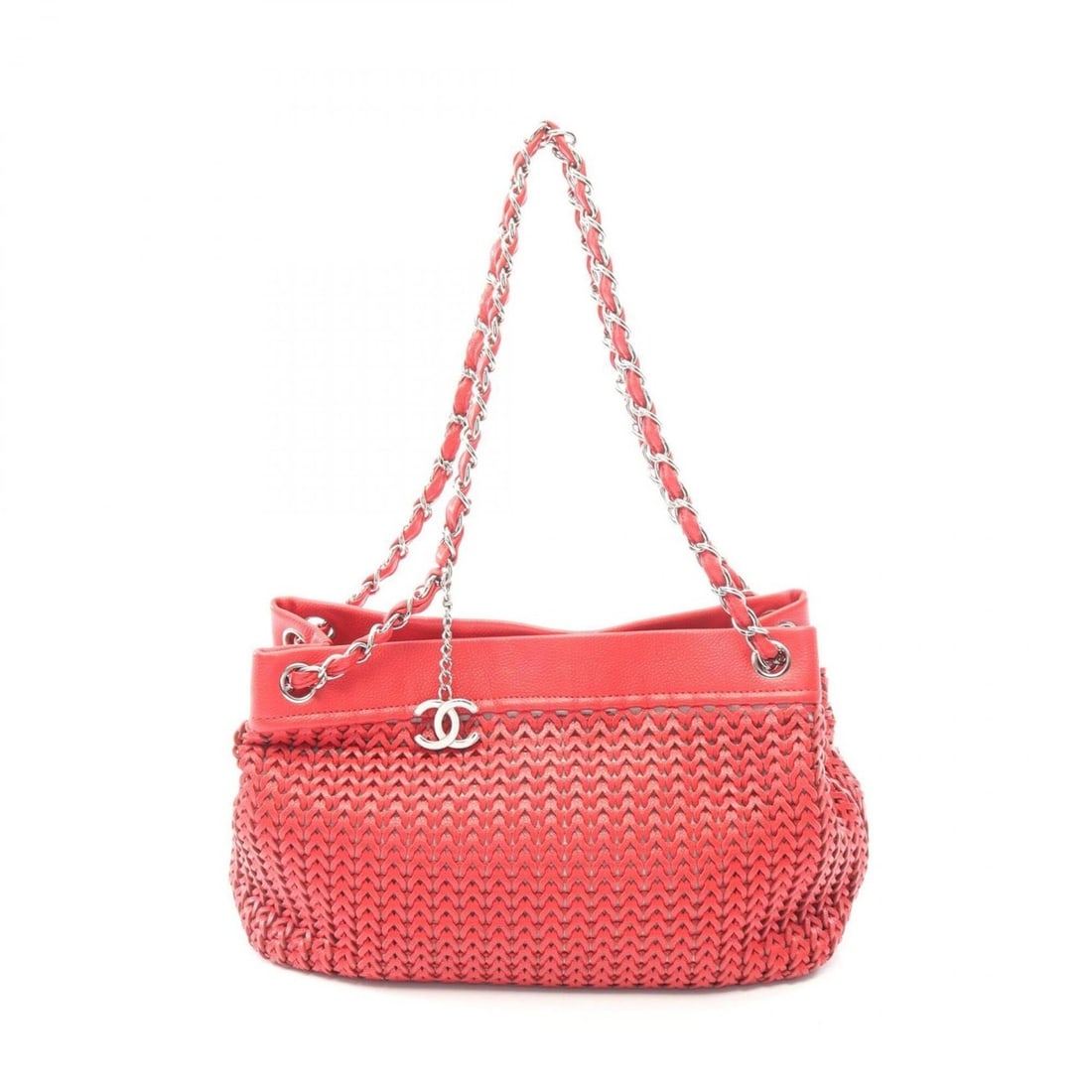 Chanel Coco Mark Mesh Shoulder Bag/Handbag, Caviar Leather (Grained Calfskin), Women's, Red: --- Catalog ---Category: SizeSize (HxWxD): 22cm x 30cm x 12.5cm / 8.66'' x 11.81'' x 4.92''Category: DesignType: Handbag, Shoulder bagColor: Red colorGender: WomenMaterial: Grained Calfskin Category: 