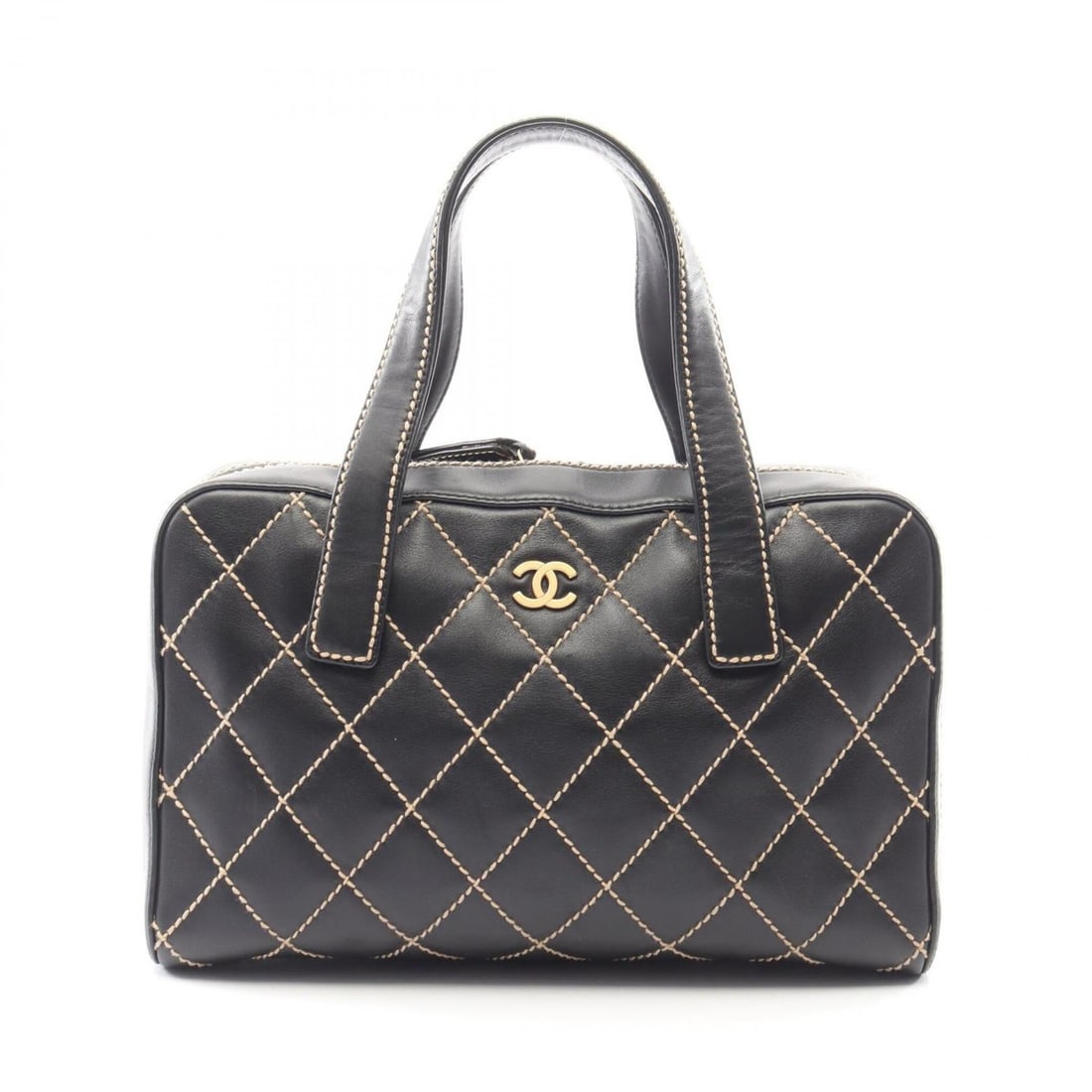 Chanel Wild Stitch Handbag, Leather, Women's, Black, A14692: --- Catalog ---Category: SizeSize (HxWxD): 20cm x 32cm x 14cm / 7.87'' x 12.59'' x 5.51''Handle Length: 38cm / 14.96''Category: DesignType: HandbagColor: BlackGender: WomenMaterial: Leather Hardware C