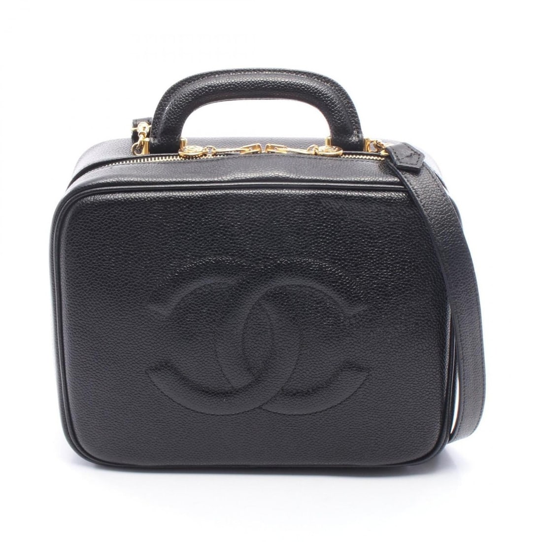 Chanel Coco Mark Vanity 2-Way Handbag, Caviar Leather (Grained Calfskin), Women's, Black: --- Catalog ---Category: SizeSize (HxWxD): 18cm x 23cm x 10cm / 7.08'' x 9.05'' x 3.93''Strap Length: 113cm / 44.48''Handle Length: 20cm / 7.87''Category: DesignType: HandbagColor: BlackGender: WomenM