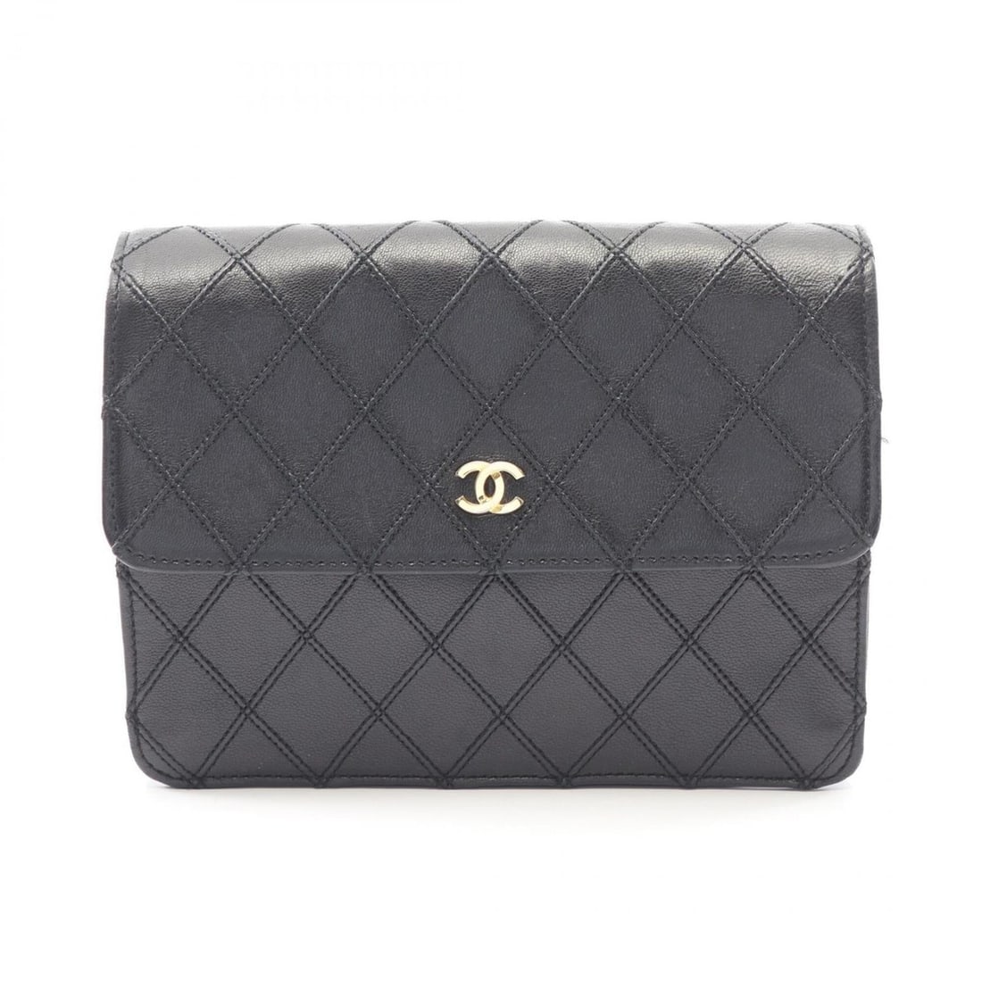 Chanel Bicolore Handbag/Pouch, Lambskin Leather, Women's, Black: --- Catalog ---Category: SizeSize (HxWxD): 13cm x 17cm / 5.11'' x 6.69''Category: DesignType: PouchColor: BlackGender: WomenMaterial: Leather Leather/Fur Type: LambskinCategory: GeneralBrand: Chanel--